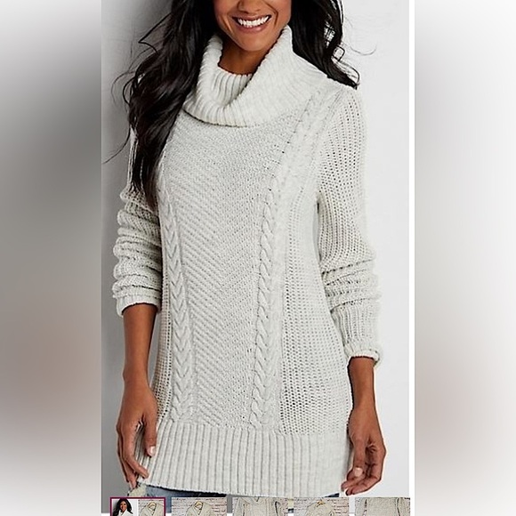 Maurices Cable Knit Cowl Sweater Tunic Grey size S NWOT - Picture 1 of 6